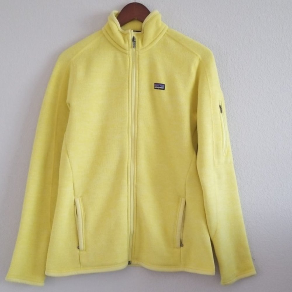 {Patagonia} Canary Yellow Knit Fleece Lined Zip Up Jacket